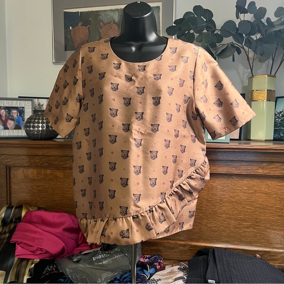 Scotch & Soda Brown Patterned Shirt with Ruffle Detail - Picture 3 of 13